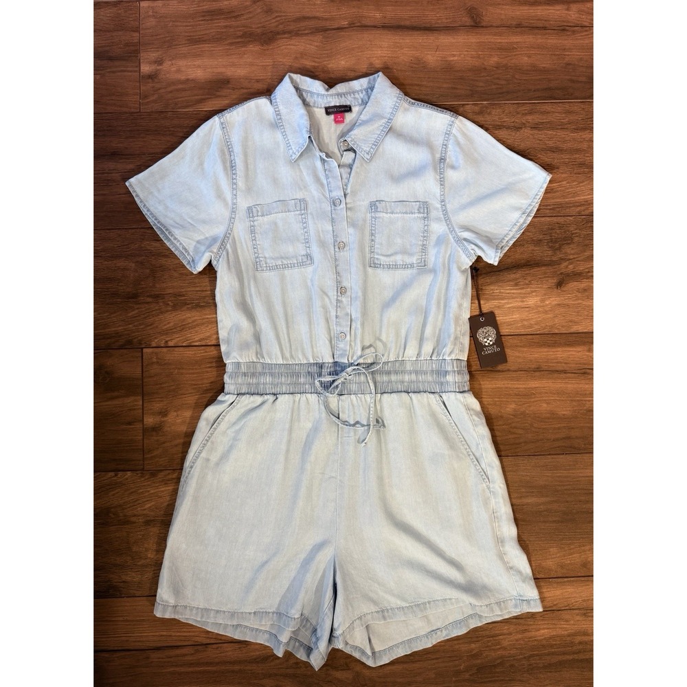 New with Tags Vince Camuto Blue Lightweight‎ Lyocell Romper Women's Size Medium - Picture 2 of 13